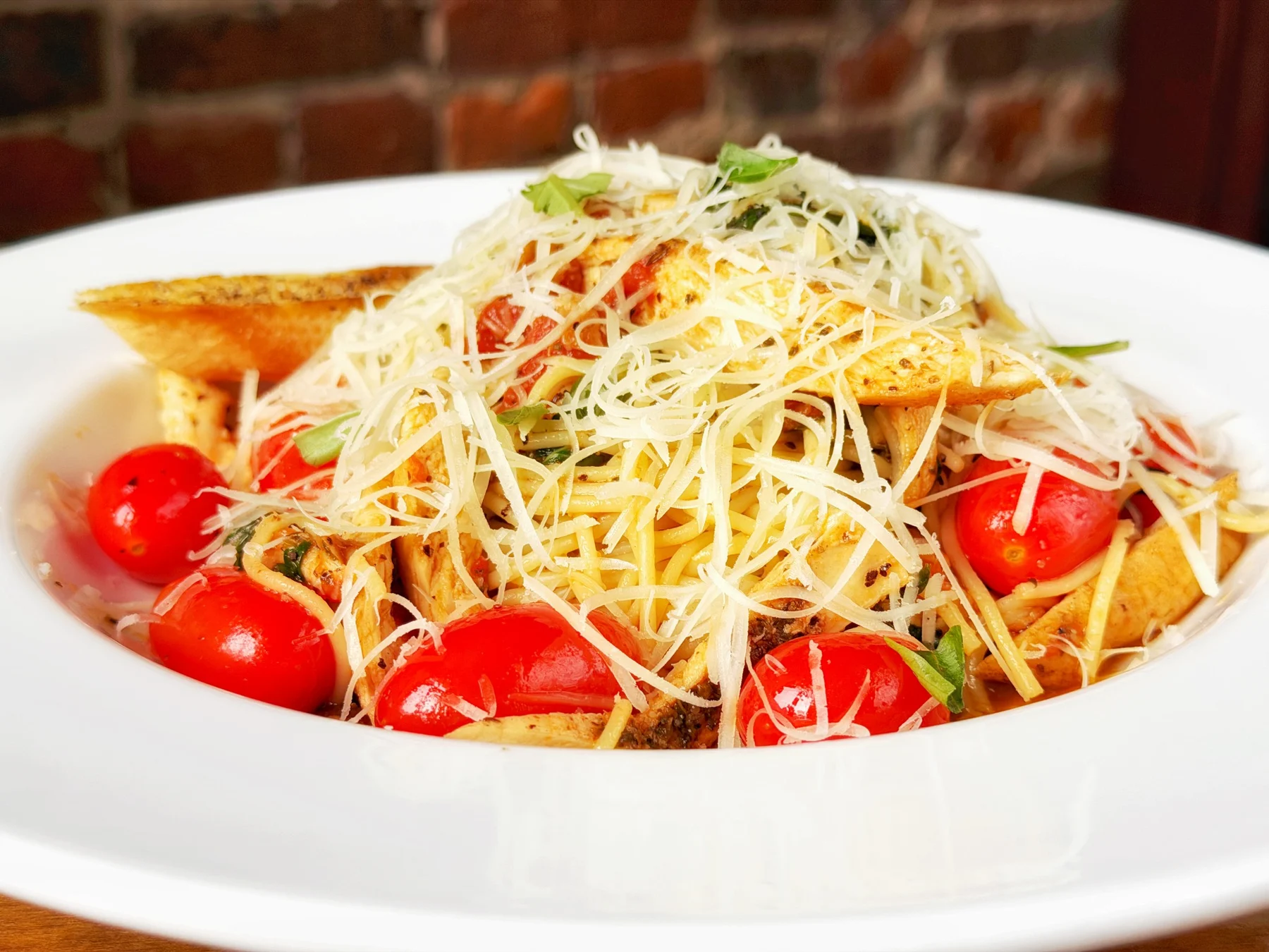 Pomodoro with grilled chicken.